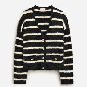 J.Crew sweater lady jacket in striped brushed yarn (size small)